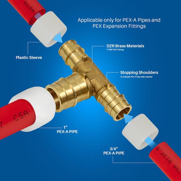 1" X 3/4" X 3/4" PEX Reducing Tee Fitting - Lead Free, Clamp Connection (121-16)