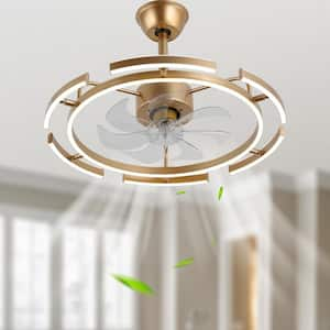 24 in. Indoor Gold Dimmable Ceiling Fan with LED Light and Remote