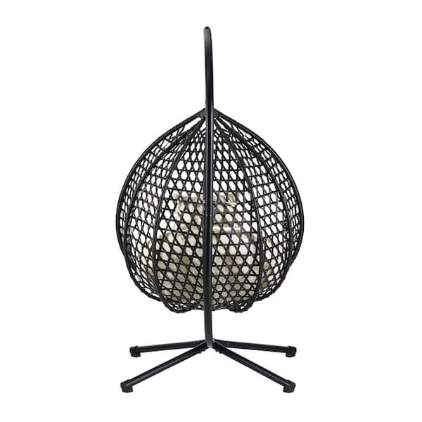 Black Wicker Outdoor Lounge Chair Durable Hanging Egg Chair Patio