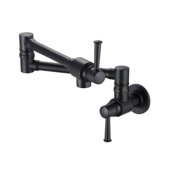 Inner Decor Nana Solid Brass Wall Mounted Pot Filler Kitchen Faucet Single Hole Two Handle With Folding Swing Arm In Matte Black Faslh76004ssb The Home Depot