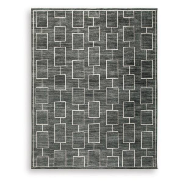 Elderland 8 ft. x  10 ft. Dark Gray/White Geometric Washable Area Rug