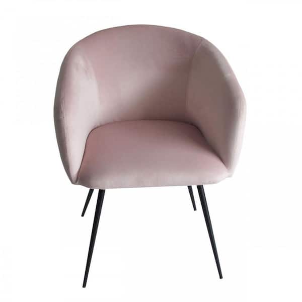 HomeRoots Valerie Pink Velvet Cushioned Arm Chair
