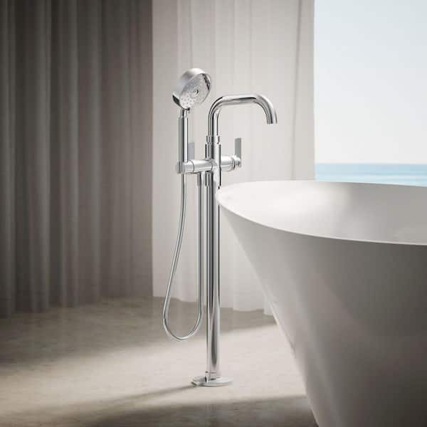 Castia By Studio McGee Single-Handle Freestanding Tub Faucet Bath Filler Trim With Handshower in. Polished Chrome