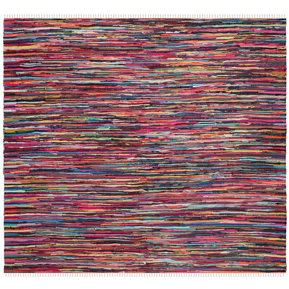 Handwoven Whimsical Gray Cotton 8' Square Area Rug