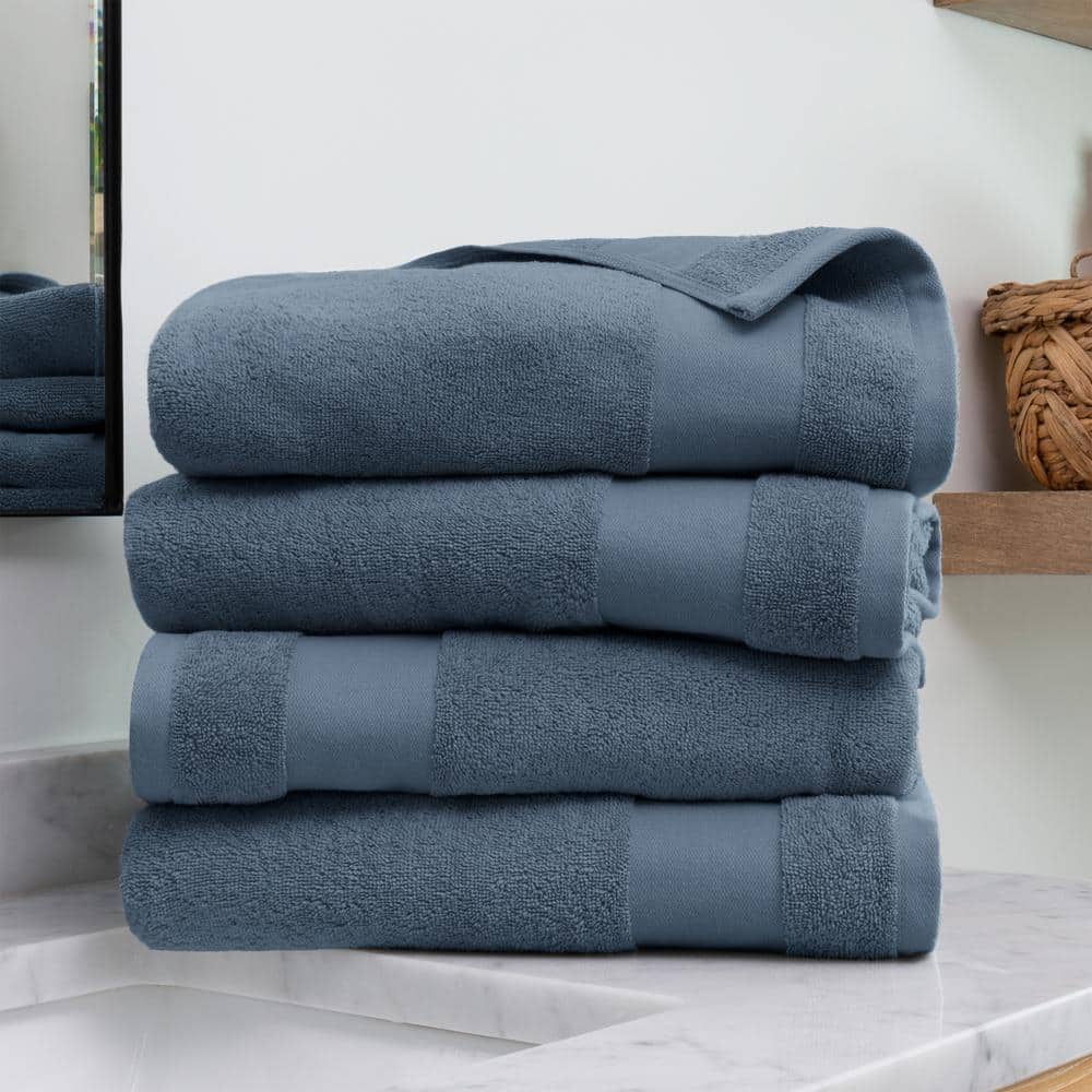 Becky Cameron 4-Piece Light Blue Ultra Soft Cotton Bath Towel Set IH ...