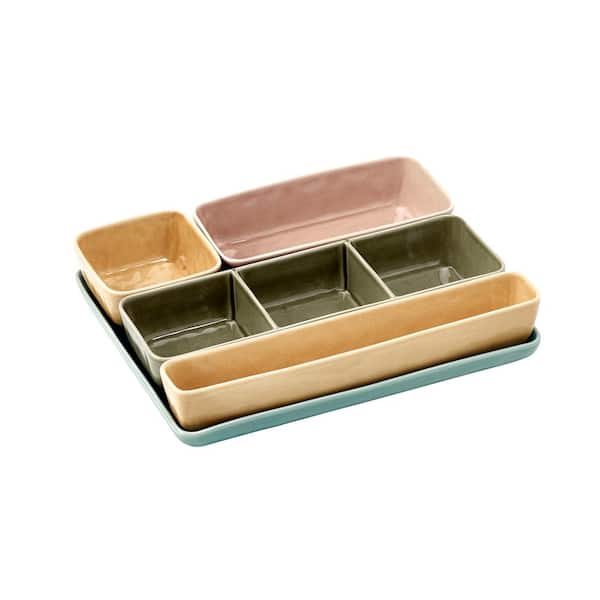 Over and Back 15.35 x 6.1 x 14.7 Multicolor Serveware Set (5-Piece)