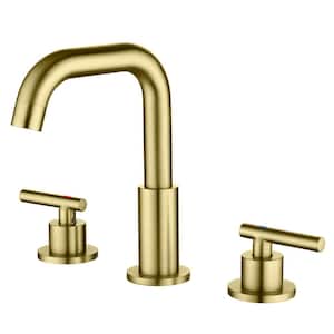 Viki 8 in. Widespread 2-Handle High Arc Bathroom Faucet with 360 Rotation in Brushed Gold