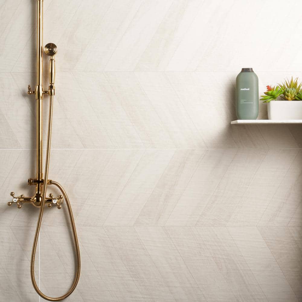 Montgomery Chevron White Matte Porcelain Large Format Tile