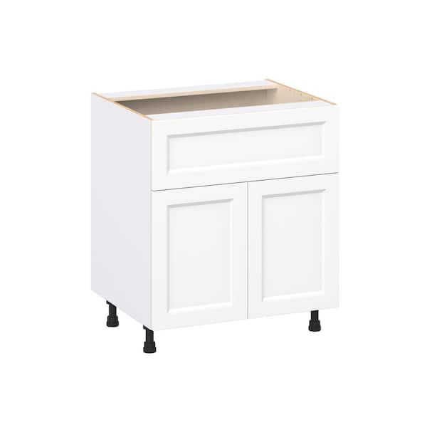Laramie 30 in. W x 24 in. D x 34.5 in. H Assembled Base Kitchen Cabinet in Painted Bright White with 10 in. Drawer