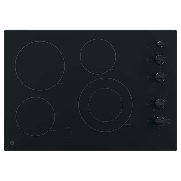 GE 30 in. Radiant Electric Cooktop in Black with 4 Elements including Power Boil