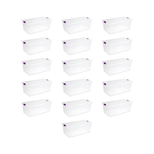 Sterilite 110-Qt. Clear Storage Organization Box with Secure Latching Lid, 16-Pack