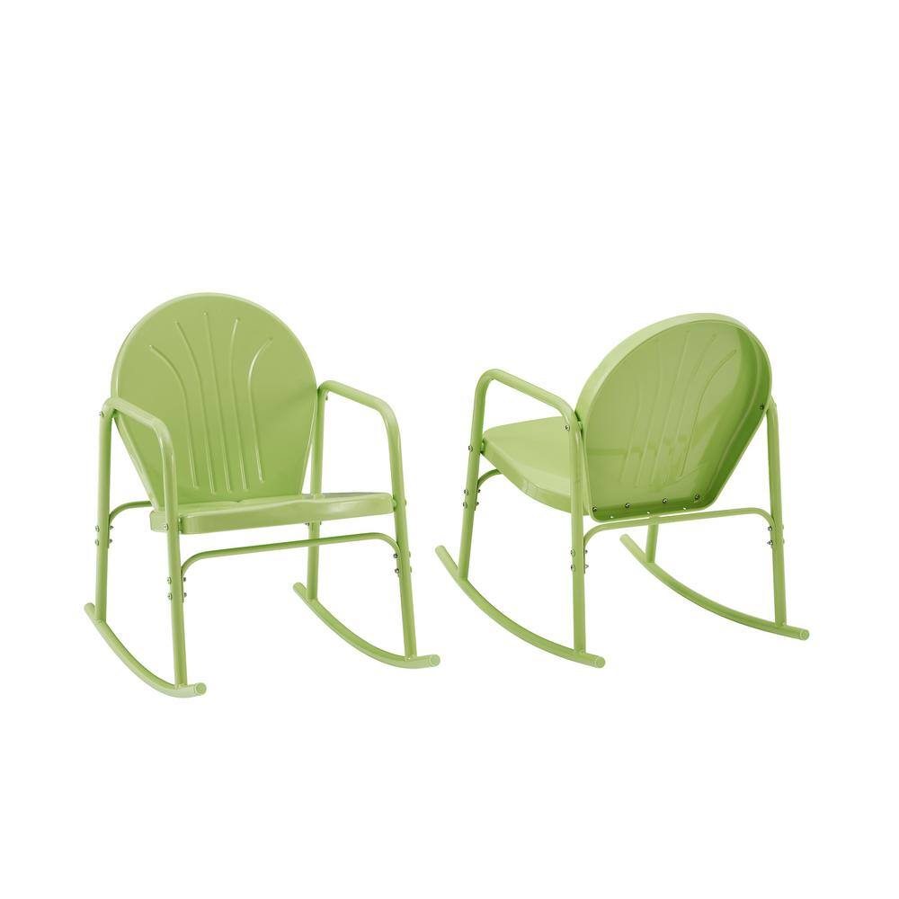 CROSLEY FURNITURE Griffith Key Lime Metal Outdoor Rocking Chair (2Pack) CO1013KL The Home Depot