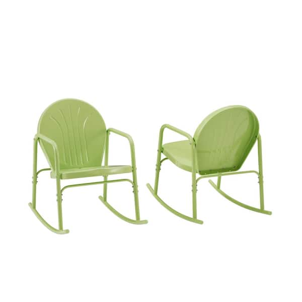 CROSLEY FURNITURE Griffith Key Lime Metal Outdoor Rocking Chair (2-Pack)