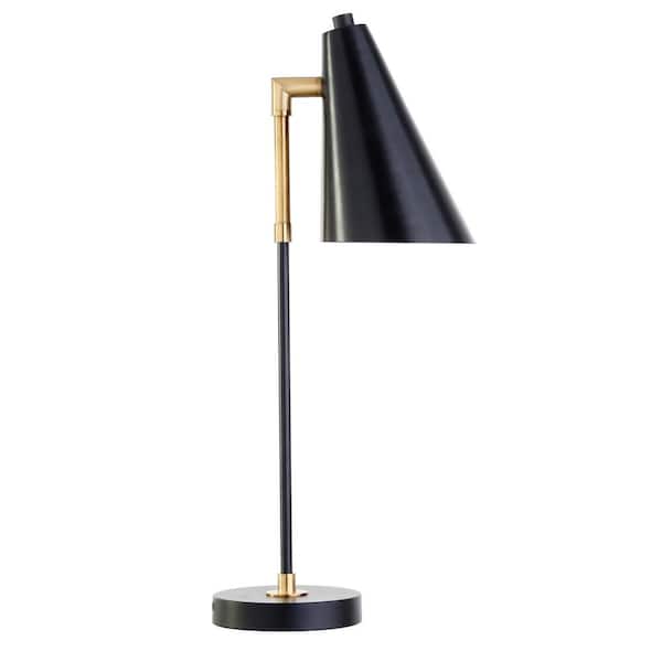 Meyer&Cross Leonard 18 in. Matte Black and Brass Mini Table Lamp