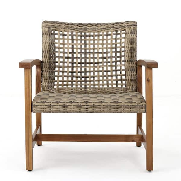 YOSIMFUR Outdoor Acacia Wood Wicker Club Chairs (2-Pack) DJYC