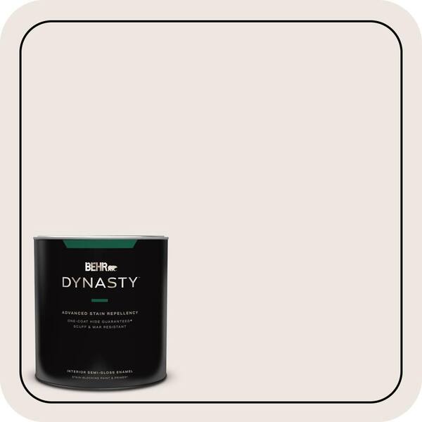 BEHR DYNASTY 1 qt. #PR-W12 Timid White Semi-Gloss Enamel Interior Stain-Blocking Paint & Primer
