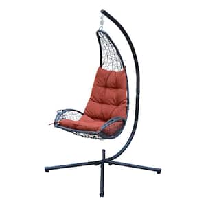 Cushioned Rattan Wicker Hammock Hanging Chair with Stand