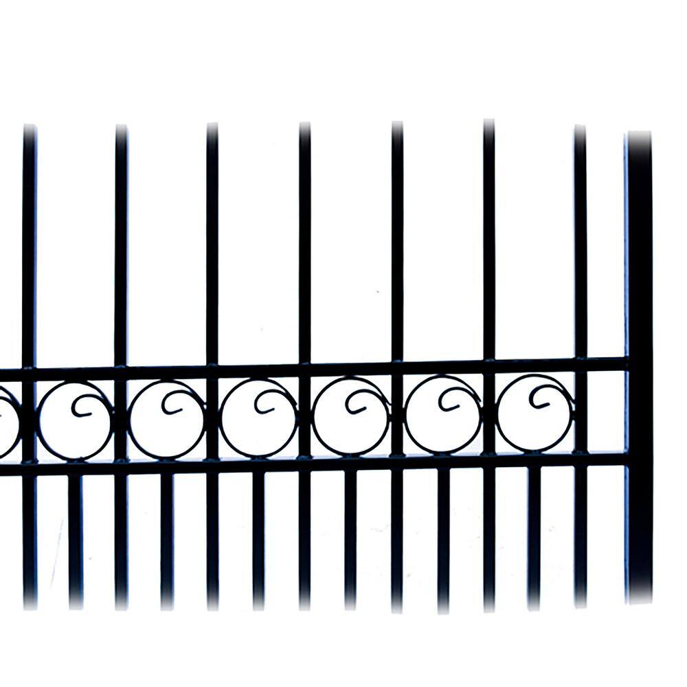 Paris Style Black Steel Sliding Driveway Gate with Pedestrian Gate