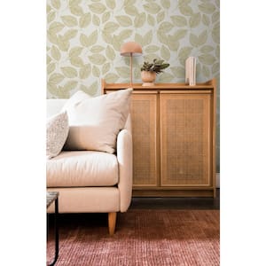 Stylized Foliage Metallic White and Gold Paper Non-Pasted Paste Sheet Wet Removable Wallpaper Roll (Cover 60.75 sq. ft.)