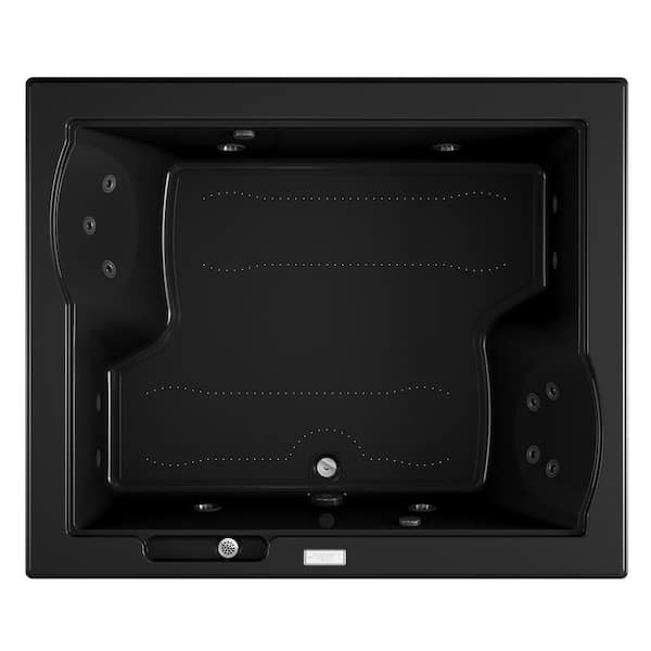 JACUZZI FUZION SALON SPA 71.75 in. x 59.75 in. Rectangular Combination Bathtub with Center Drain in Black