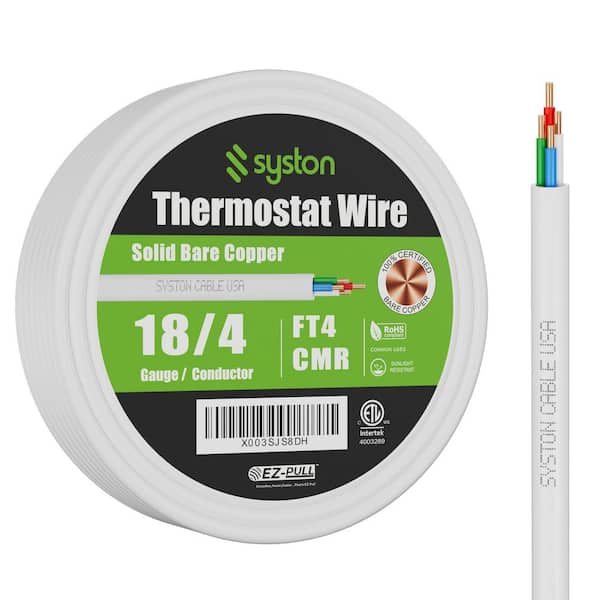 50 ft. 18/4 White Solid Bare Copper CMR/CL3R Riser-Rated Thermostat Wire