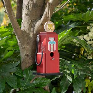 13.75 in. H Red Wood Gas Pump Birdhouse