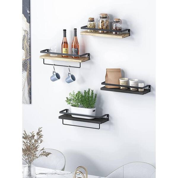 Cubilan 28.9 in. W x 4.5 in. D Black Wood Decorative Wall Shelf