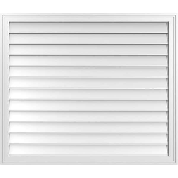 Ekena Millwork 42 in. x 36 in. Vertical Surface Mount PVC Gable Vent: Decorative with Brickmould Frame