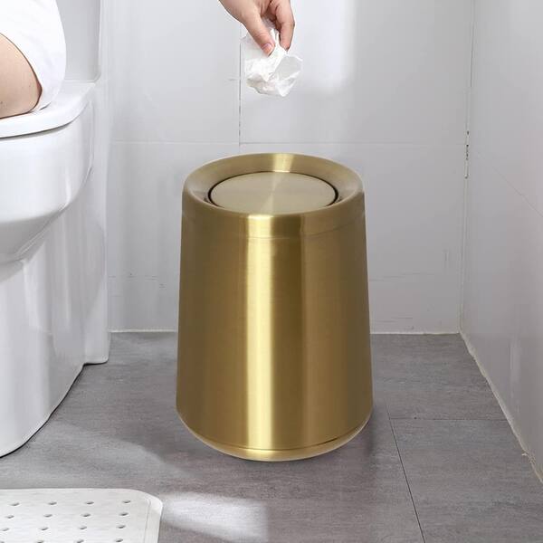 2.6 Gal. Gold Metal Trash Can with Flip Cover HP01WCJV - The Home