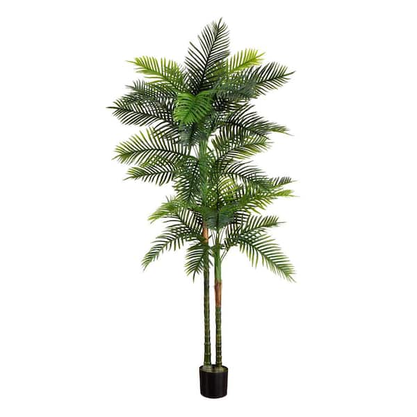 Nearly Natural 8 ft. UV Resistant Artificial Double Robellini Palm Tree (Indoor/Outdoor)