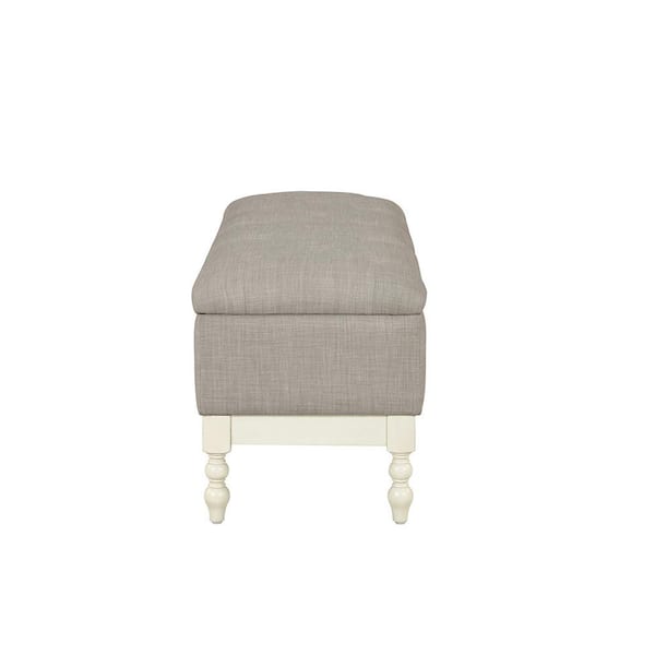 Beckett Antique Cream/Light Grey 46 in. Bedroom Bench with Storage
