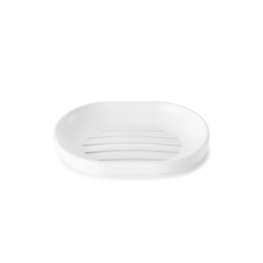 White Glossy Melamine Bathroom Soap Dish