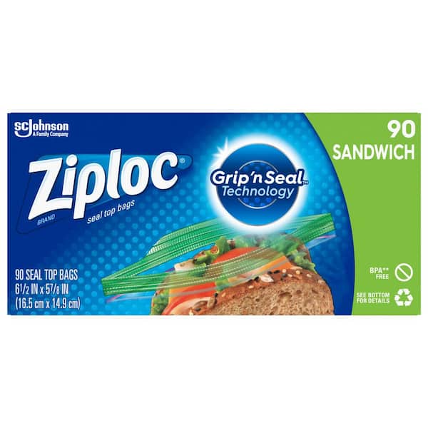 Ziploc Sandwich Seal Top Bags, 8 x 7, Clear, 30/Box