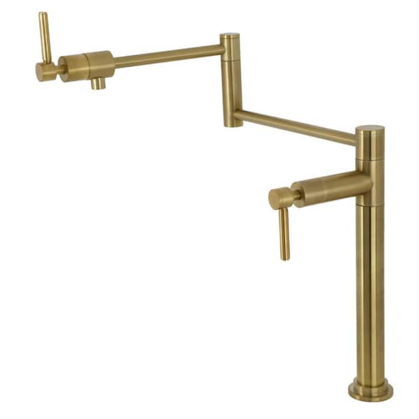 Kingston Brass Concord Deck Mount Pot Filler Faucet in Brushed Brass