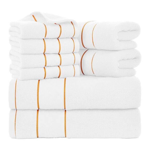 8-Piece White Cotton Bath Towel Set, Hotel Quality Bathroom Towels Set
