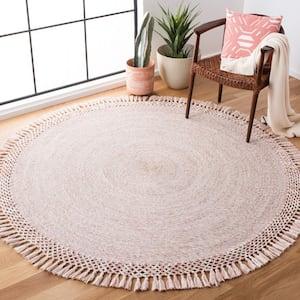 Sahara Pink 3 ft. x 3 ft. Round Solid Area Rug