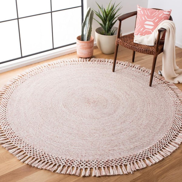 Sahara Pink 4 ft. x 4 ft. Round Solid Area Rug