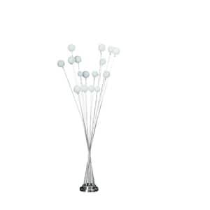 61.5 in. Silver Chrome Floor Lamp 16-Light Acrylic Globe Aluminum LED Chrysanthe