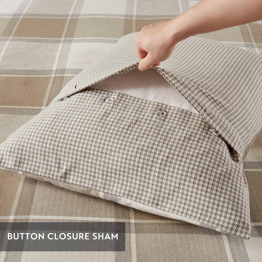King Size Brown Cotton Jacquard Comforter Set with Decorative Pillows