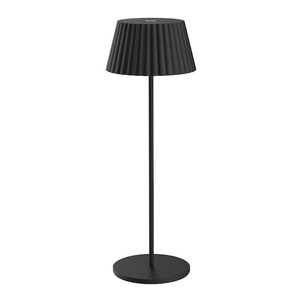 Raven 15 in. Black 2700K Dimmable Cordless USB-C Rechargeable Metal Table Lamp for Living Room, Bedroom, Coffee Table