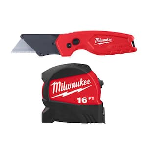 FASTBACK Compact Folding Utility Knife with 16 ft. W Blade Tape Measure