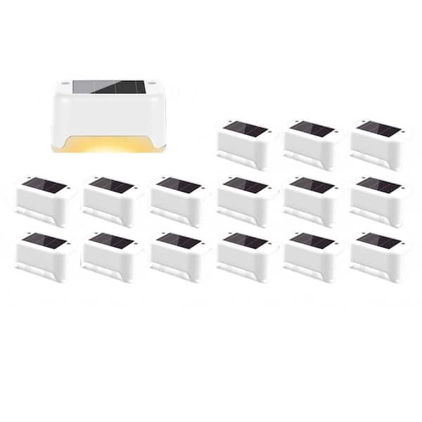 16 Pack Solar Fence Lights Outdoor, Waterproof LED Solar Step Lights, Warm White for Stairs, Deck, Fence, Yard