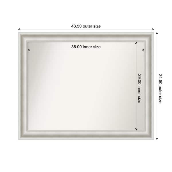 Amanti Art Parlor White 43.5 in. x 34.5 in. Custom Non-Beveled Recycled Polystyrene Framed Bathroom Vanity Wall Mirror