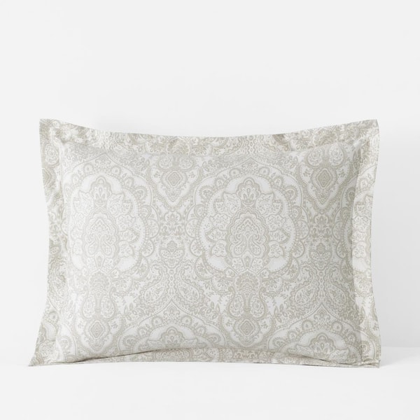The Company Store Legends Luxury Vintage Damask Beige Sateen King Sham