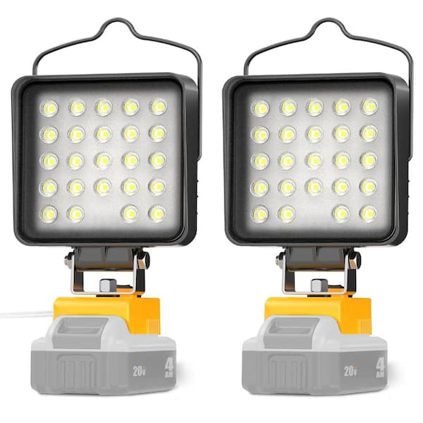 2-Pack 96W 10000LM Cordless LED Flood Work Light for 20V Max Tool Packs USB Type-C Low Voltage Protection