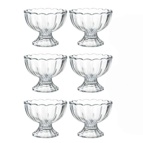 5 fl. oz. Clear Tulip Sundae Parfait Glass Dessert Bowls for Ice Cream, Fruit, Pudding and Snacks (Set of 6)