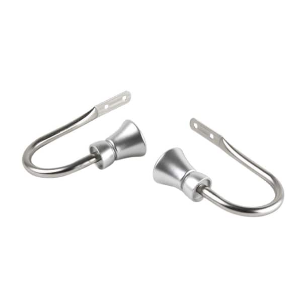 Rod Desyne Cora Decorative Satin Nickel Steel Hook Curtain Holdback (Set of 2)