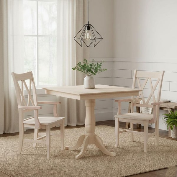 Unfinished Wood Double X-Back Arm Chair