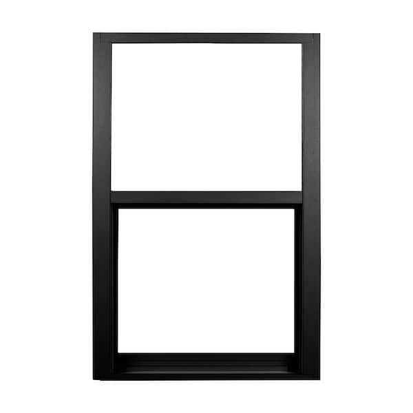 Ply Gem 35.25 in. x 71.25 in. 4800 Series Black Thermally Broken Aluminum Single Hung Window with HP2+SC Glass, Screen Included