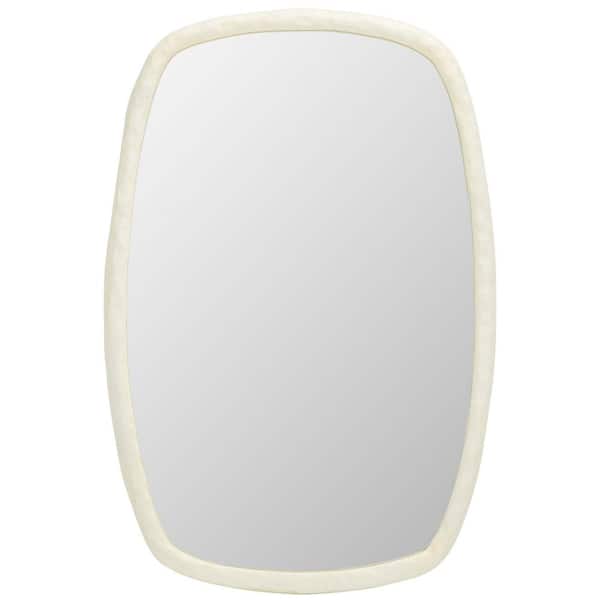 Raelee 24 in. W x 36 in. H Aluminum Rectangle Modern Ivory Wall Mirror